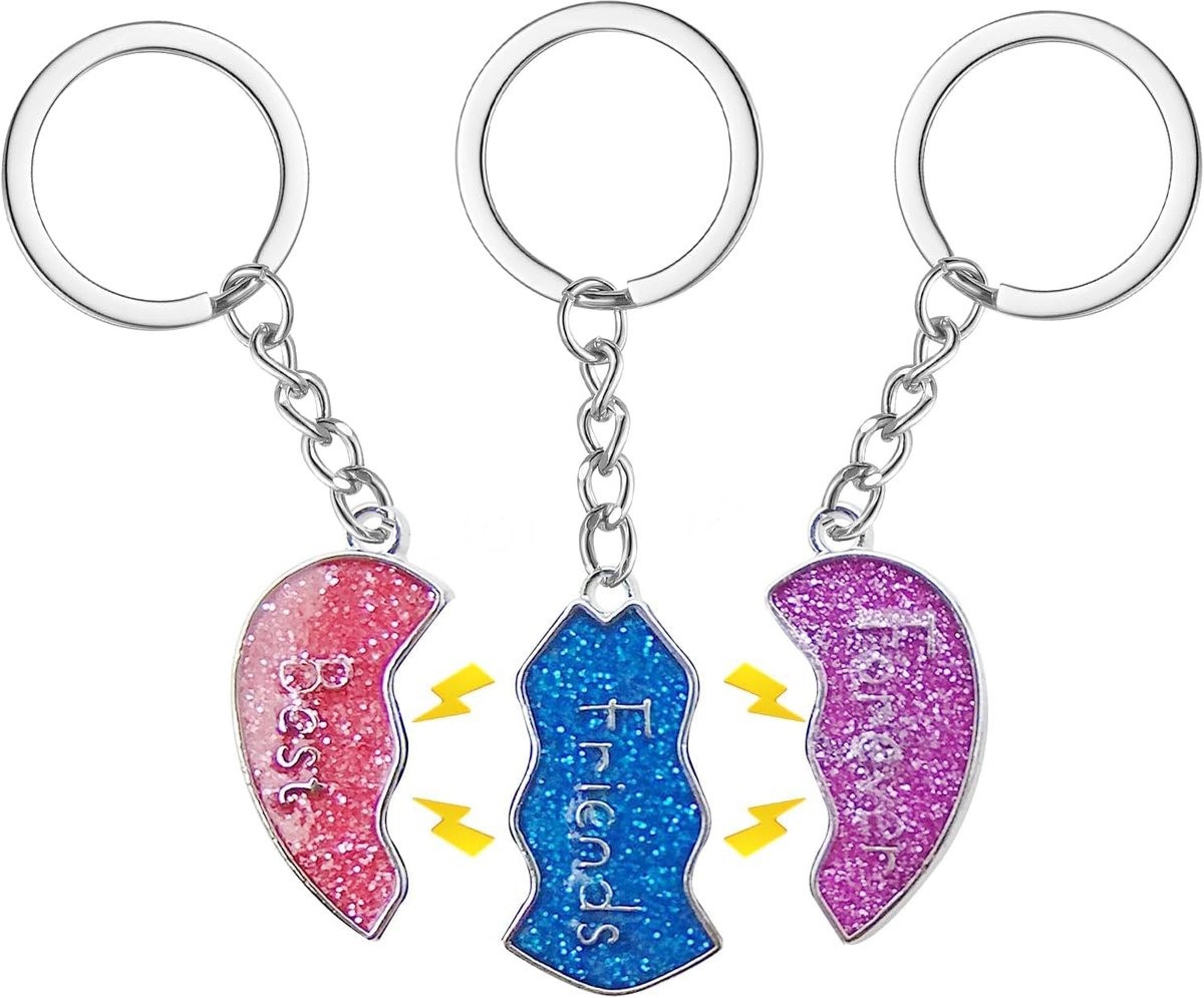 Vrienden voor 3, Bff Beste Vriend Sleutelhanger Hart Sleutelhanger Vrienden Leuke Geschenken voor Beste Vriend Kinderen Vriendschapscadeaus