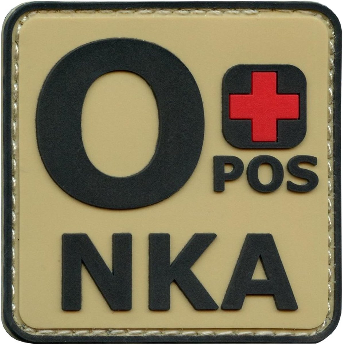 2AFTER1 Desert Arid Opos O+ NKA Blood Type No Known Allergies Morale DCU AOR1 PVC Rubber Fastener Patch