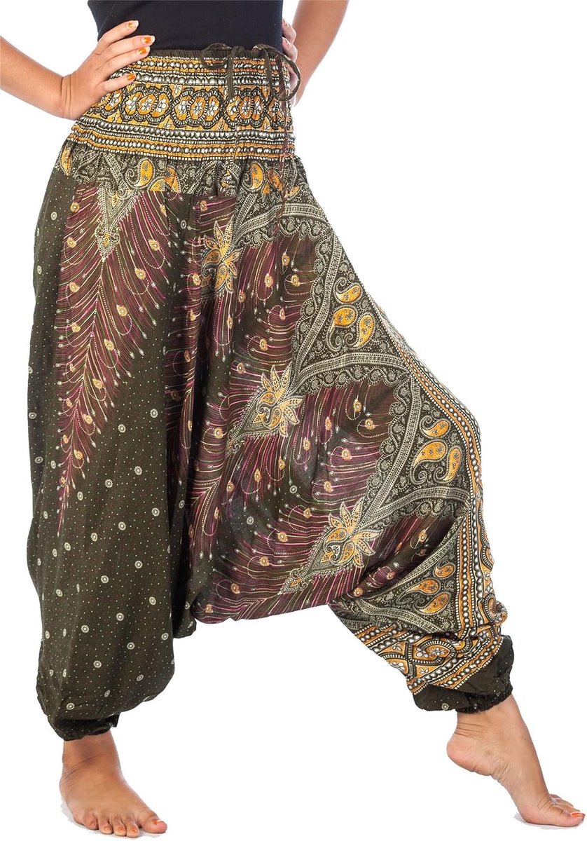 Hippie boho-broek voor dames, 2-in-1 harembroek & jumpsuit, Aladinbroek, pompbroek