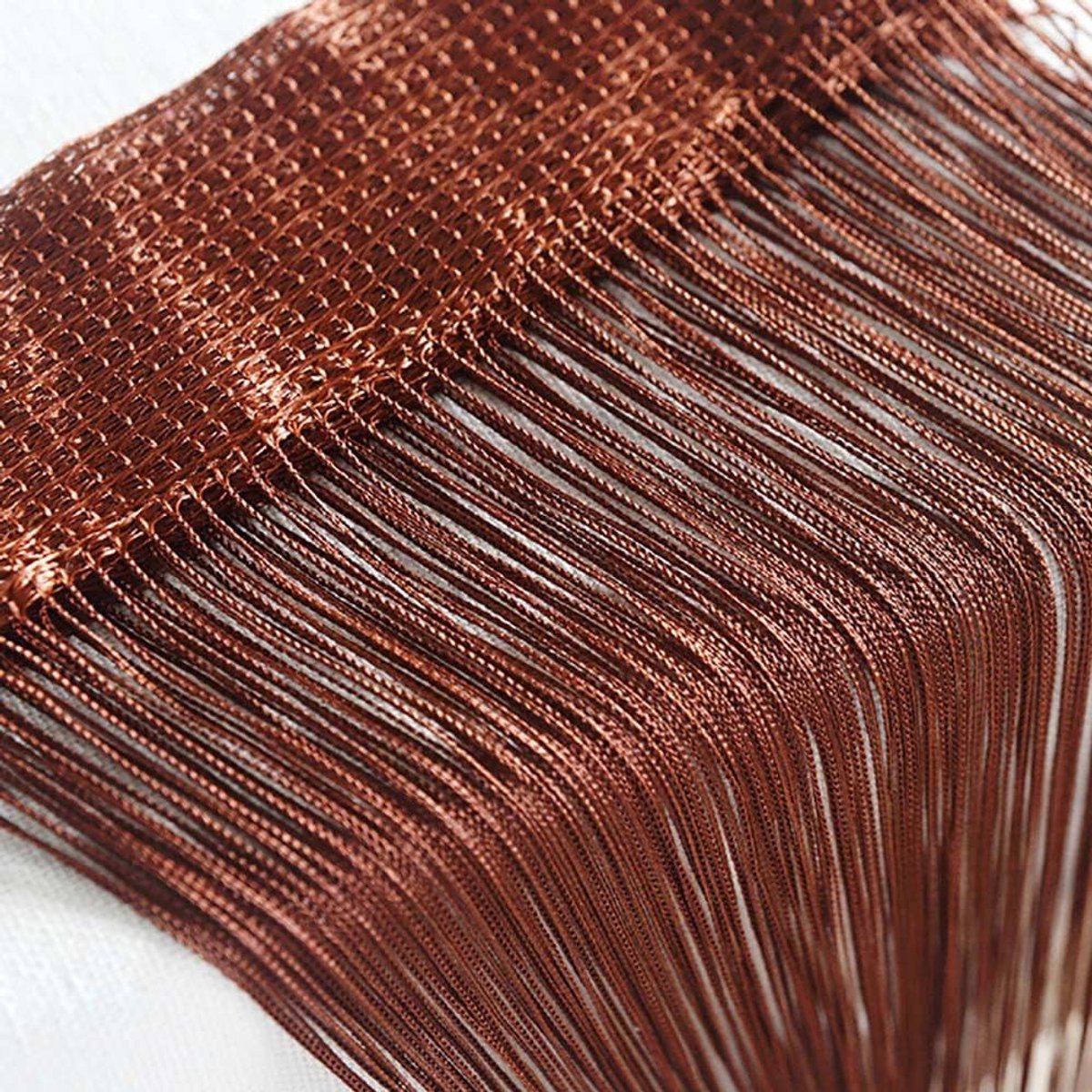 Deurgordijn/wandpaneel met franjes, voor ramen, thuis, terras, slaapkamer, bruiloft, restaurant, ideale ruimteverdeler, decoratieve kwastjes, polyester, koffiekleur, 100 x 200 cm