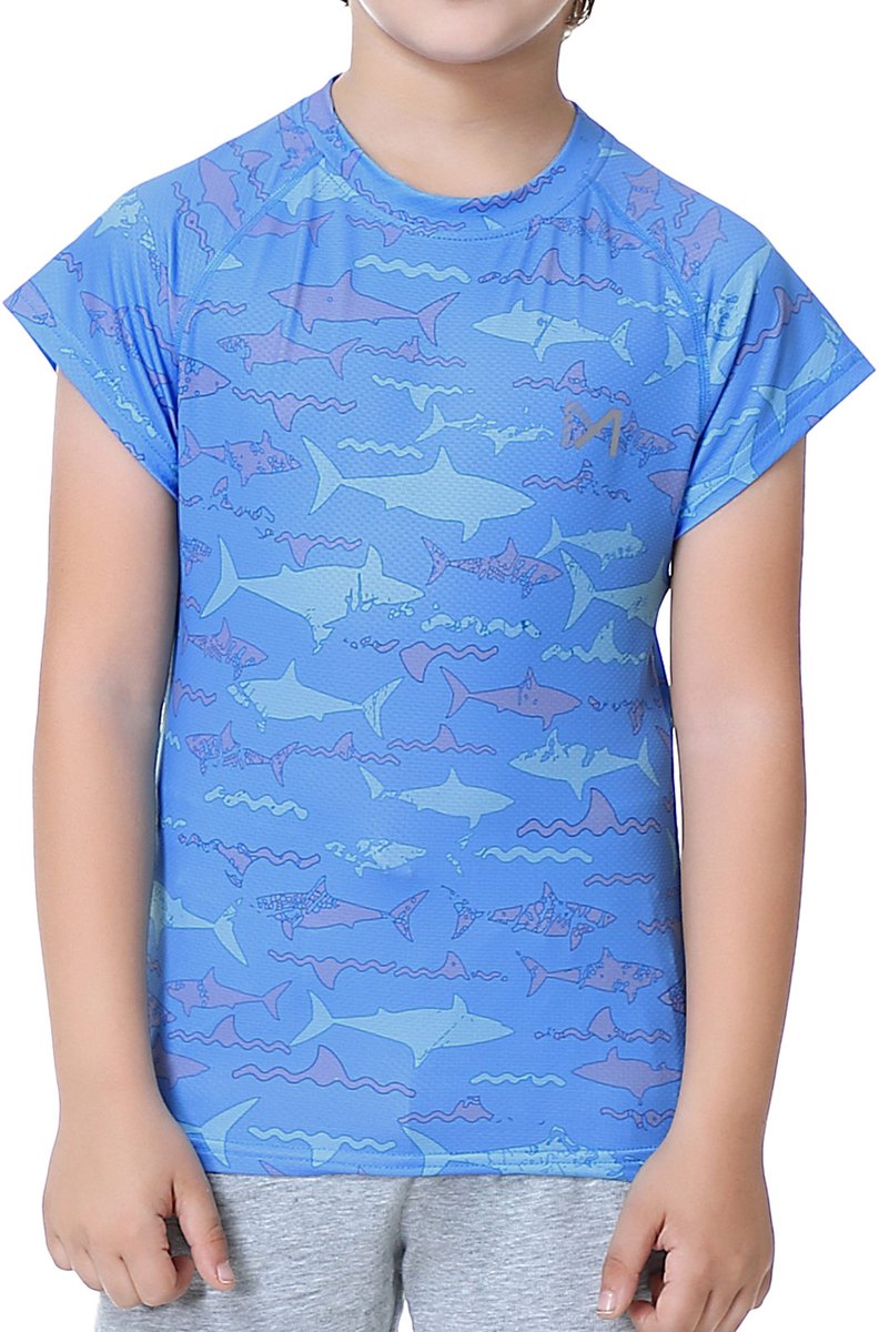 Zwempakken Kinderen UPF50+ bescherming tegen de zon, huiduitslagbescherming, zwemkleding Korte mouwen, sneldrogende zwemshirts, rashguard badmode voor lente, zomer, zwemmen，Geschikt voor allerlei buitensporten sportshirt.