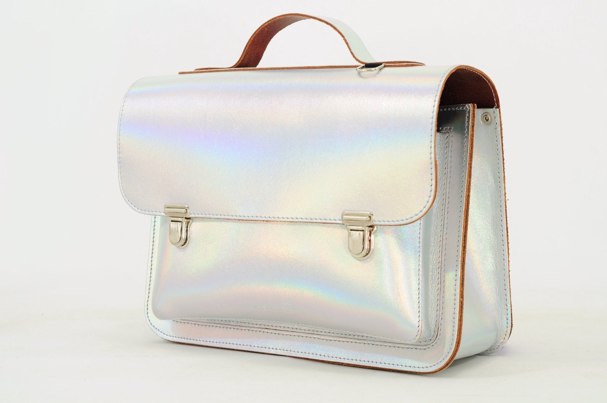 Own Stuff Lederen Boekentas Kleuterschool - 32x23x13cm - Silver