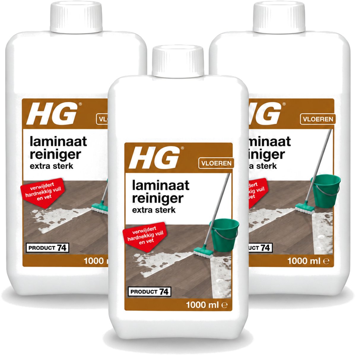 3 x HG - Laminaat, Vinyl & PVC Reiniger - Extra Sterk - Verwijdert Hardnekkig Vuil & Vet - 1L - Voordeelverpakking - 3 stuks