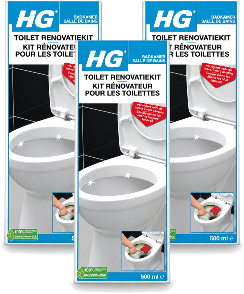 3 x HG - Badkamer - Toilet Renovatiekit - Verwijdert De Meest Zware Uitslag - 500 ml - Voordeelverpakking - 3 stuks