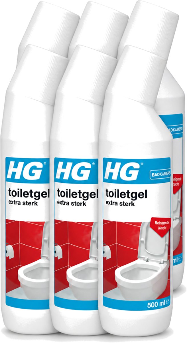 6 x HG - Badkamers - Toiletgel Extra Sterk - Reinigende Kracht - 500 ml - Voordeelverpakking - 6 stuks