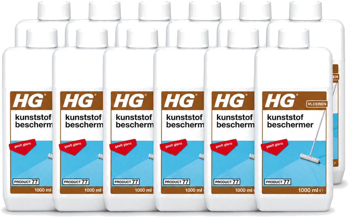 12 x HG - Kunststofbeschermer - Polymeer Emulsie - Geeft Glans - Maskeert Slijtageplekken - 1L - Voordeelverpakking - 12 stuks