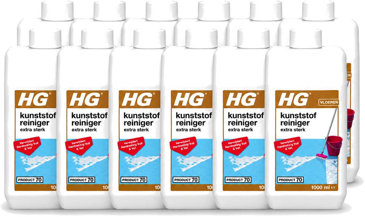 12 x HG - Kunststofreiniger - Extra Sterk - Verwijdert Hardnekkig Vuil & Vet - 1L - Voordeelverpakking - 12 stuks