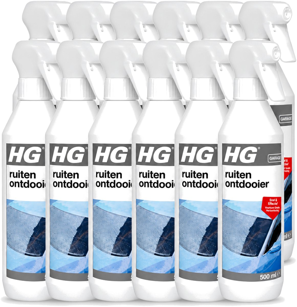 12 x HG - Ruitenontdooier Spray - Snel & Effectief - Voorkomt Snelle Herbevriezing - 500 ml - Voordeelverpakking - 12 stuks