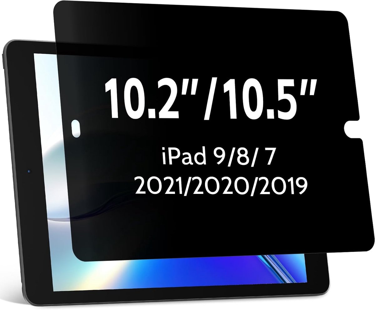 Spionagescherm voor iPad 9/8/7 (10,2 inch model 2021/2020/2019), privacyfilter, schermbescherming, anti-spy, blauw licht