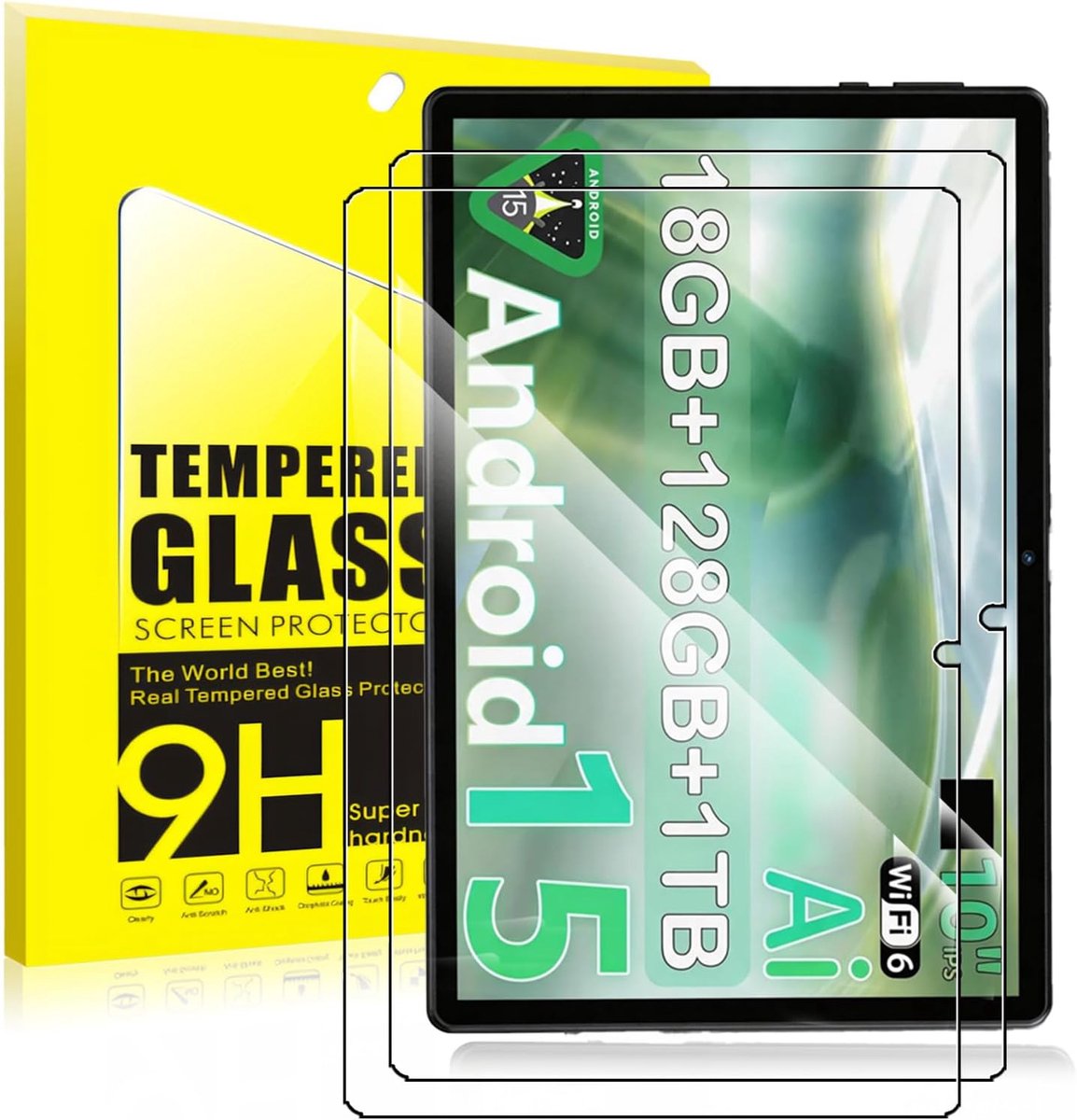 2 stuks displaybeschermfolie van gehard glas voor UBDXBD Z90 10 inch tablet, 9H hardheid, krasbestendig, vingerafdrukbestendig