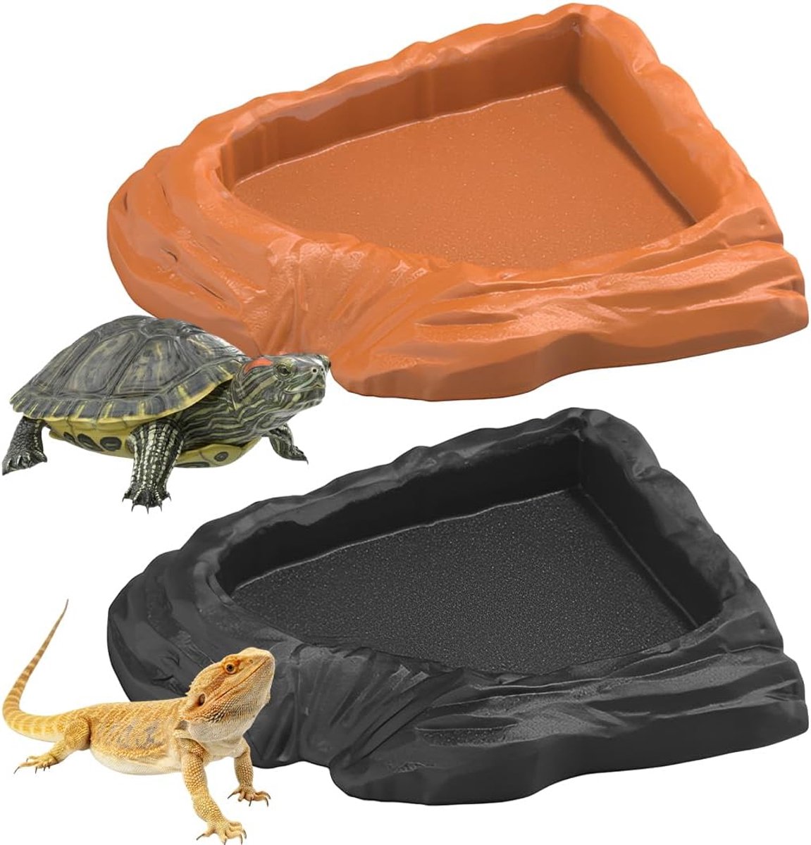 2 Lichtbruine en Zwarte Accessoires Drinkbak voor Reptielen,Glazen Fles Drinkbak,Voerbak,Glazen Fles Accessoires