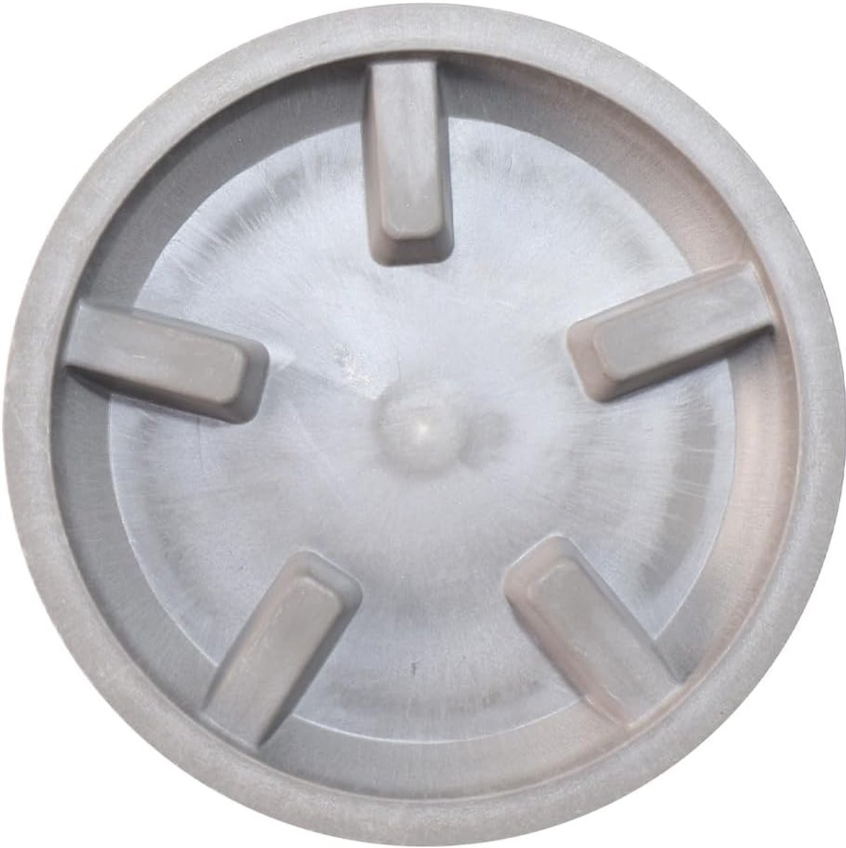 5 inch ronde plantenschotel van hars met steenlook, grijs, geschikt als lekbak voor binnen en buiten.
