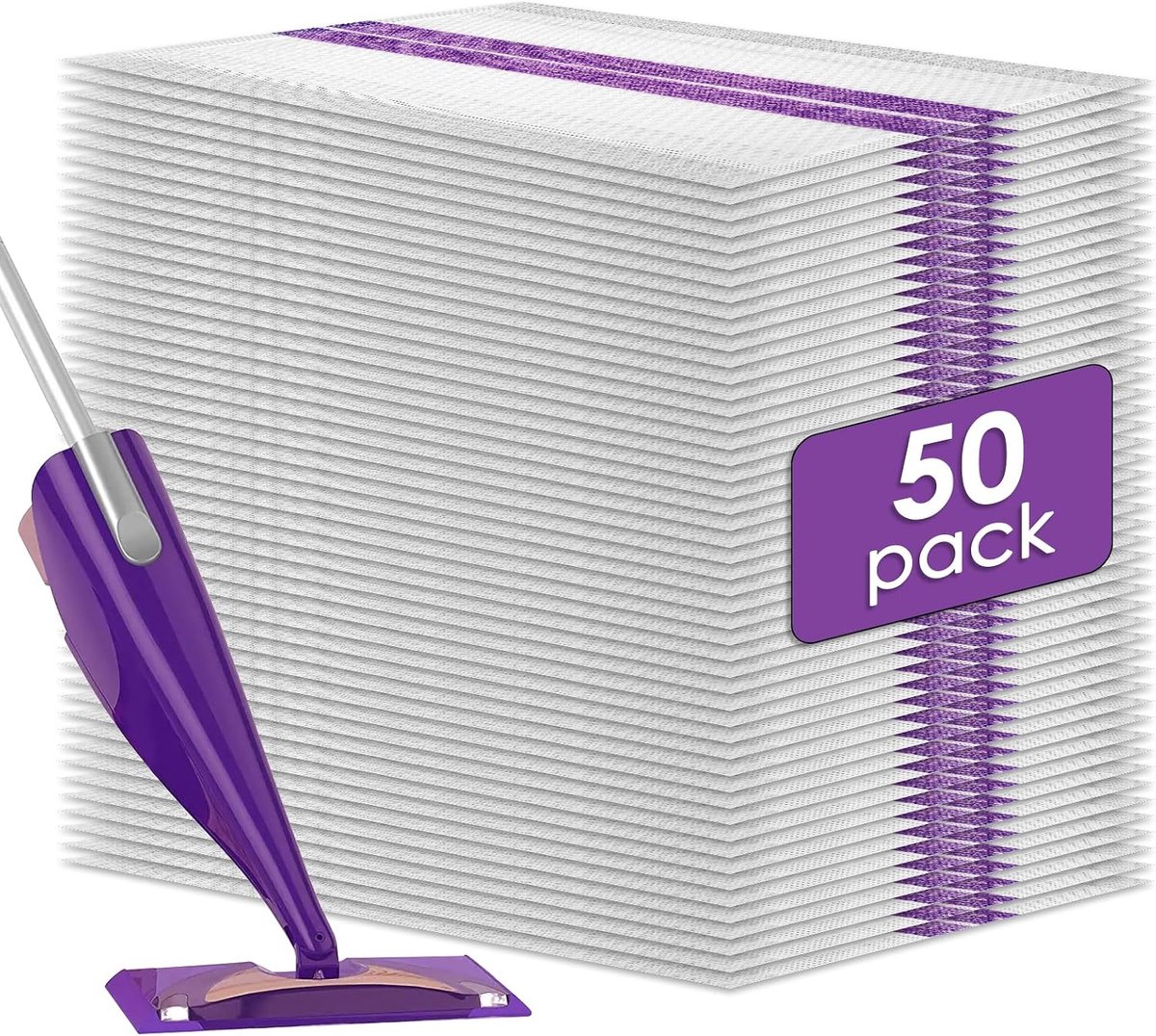 (50 stuks) Wegwerp Mop Pad navullingen compatibel met Swiffer WetJet, Spray Cleaning Replacement Pads, Multi-Surface Mop Pad navullingen voor het reinigen van vloeren, 50 stuks Spare Pack