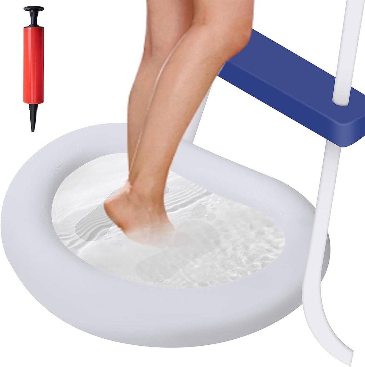 SnelShoppen - Inflatable Pool Foot Bath - Opblaasbare Voetenbad, PVC, Compact en Lichtgewicht, Perfect voor Camping, Strand en Tuin, Wit, Voor Het Rei