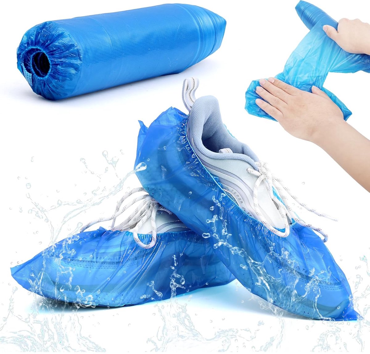 SnelShoppen - 50 Stuks Wegwerp Schoenovertrekken, Blauw CPE, Waterdicht, Antislip, Ideaal voor Rain Protection, Huishouden, Auto, Schoonmaken, 25 Paar