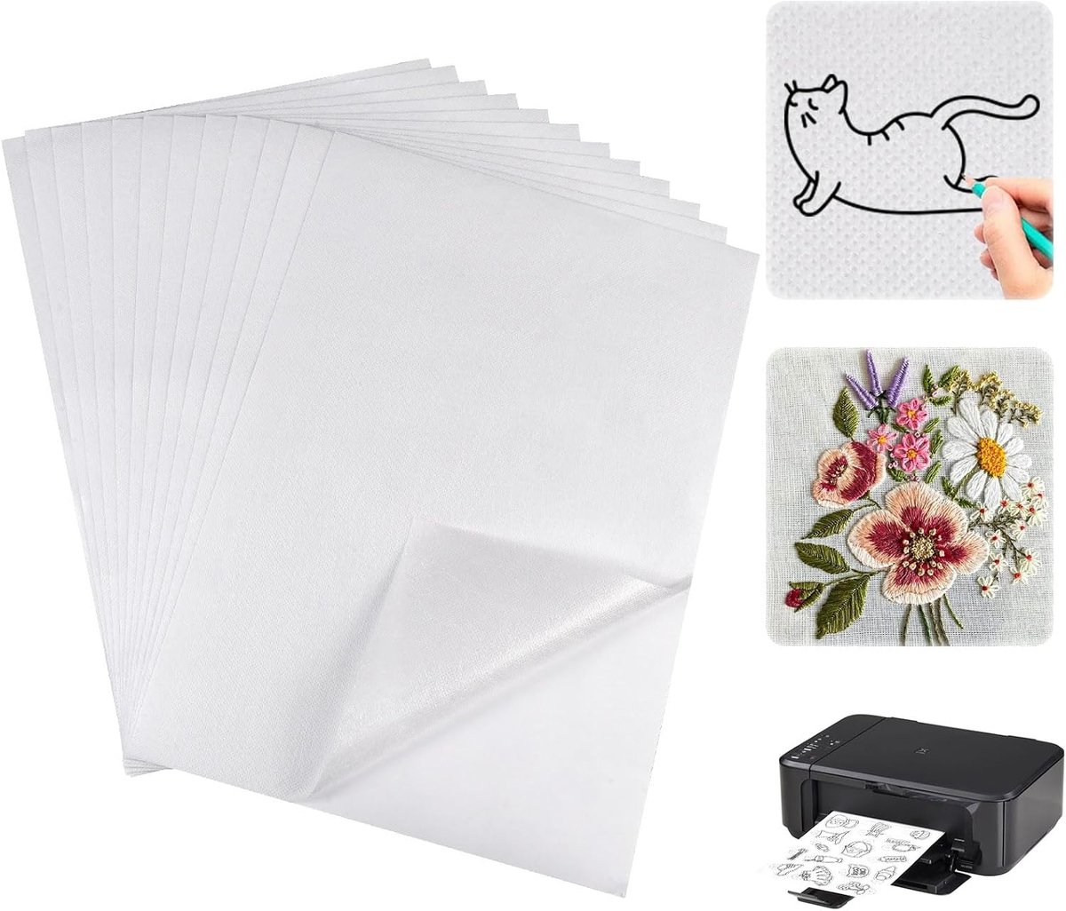 Zelfklevende wateroplosbare borduurstabilisator A4 - printbaar borduurpapier - huidvriendelijk - ShopVlot