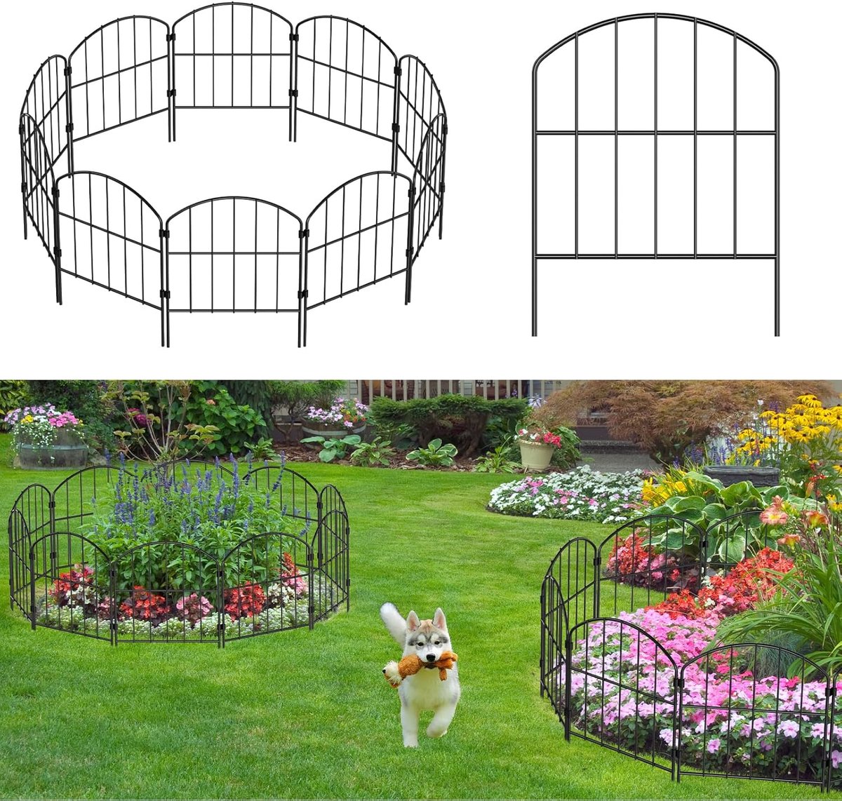 SnelShoppen - Decoratieve Tuinhek 10 Panels, Roestvrij Stalen Draad Omheining voor Dieren, Bloemenborder voor Tuin, Landschap, Patio, Buiten Decoratie