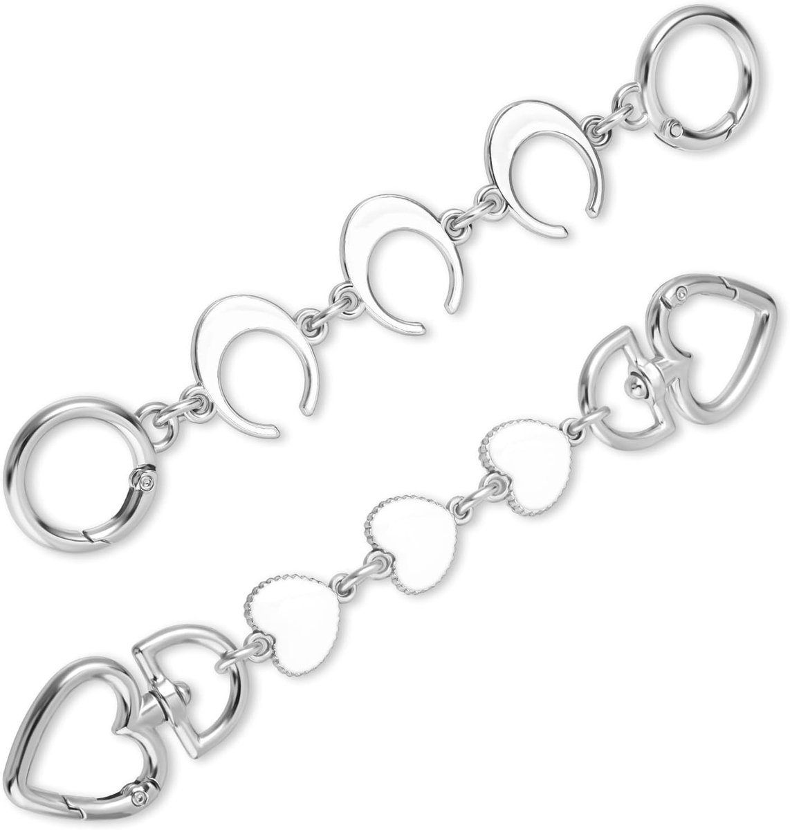SnelShoppen - 2 Stuks Zilveren Korte Metalen Tasverlengketting, Handtas Riem Extender, Duurzaam en Licht, Ideaal voor Portemonnee en Handtas Veranderi
