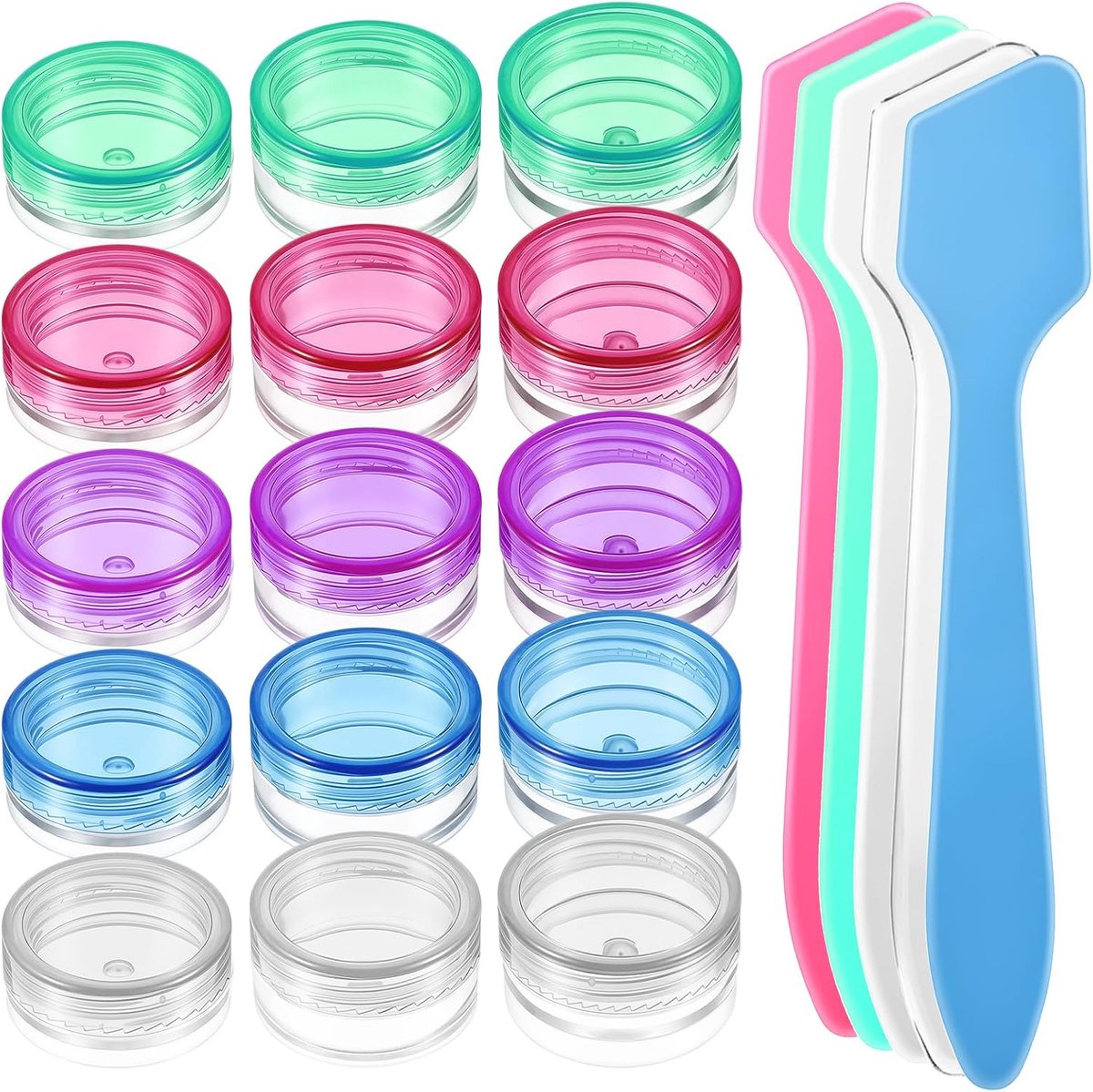 SnelShoppen - 15pcs Mini Refillable Cosmetic Containers met Deksel - 2/3/5g Heldere Reiskruikjes voor Lotion, Crème, Make-up Monsters met Mini Spatels