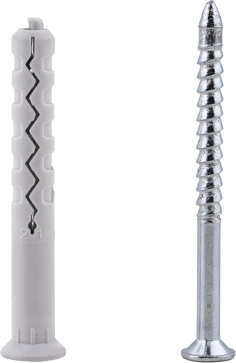 Impactpluggen met schroef 8 x 60 mm - kunststof - snel te monteren - ideaal voor lichte elementen - ShopVlot