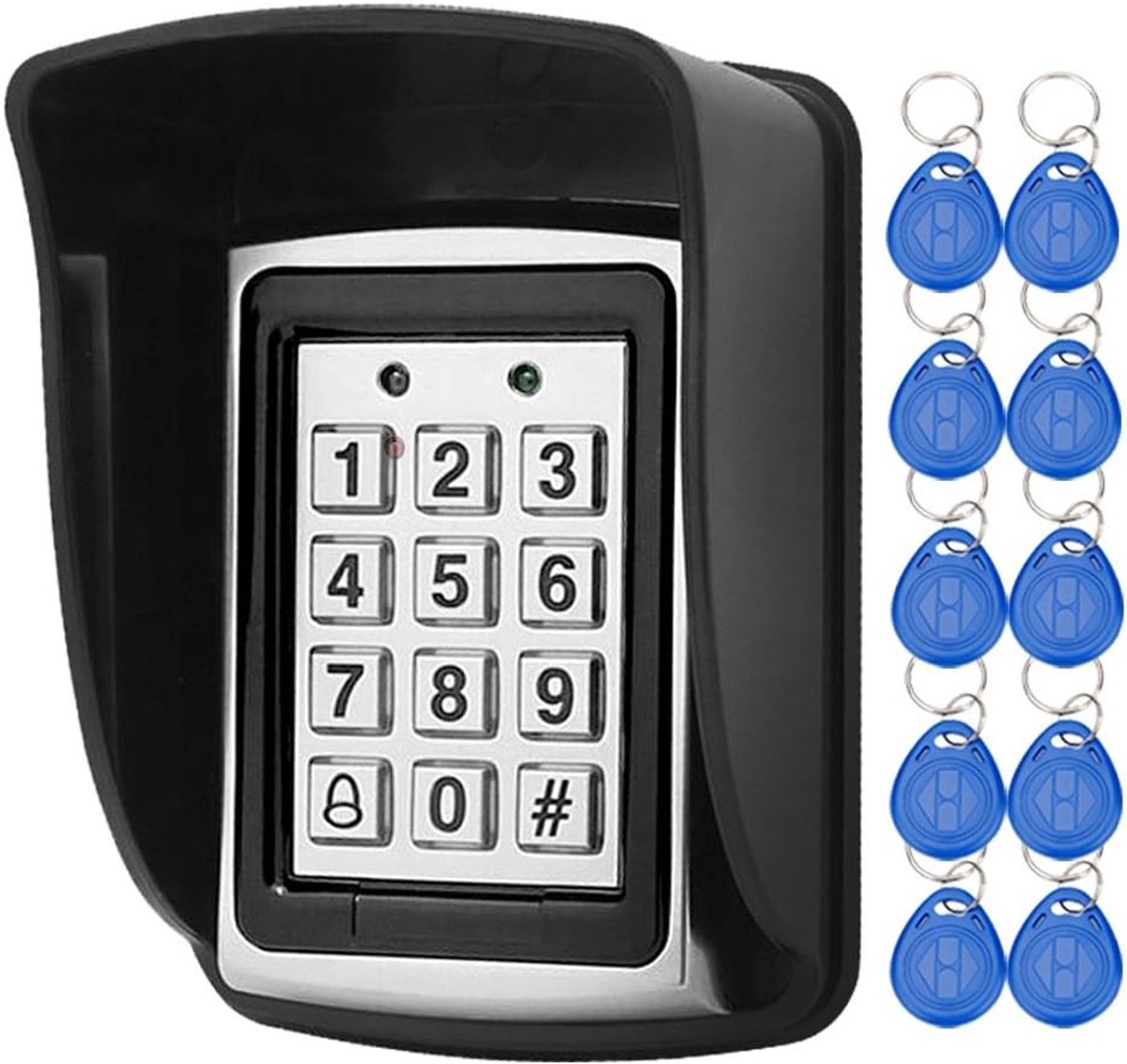 Toegangscontrole Toetsenbord RFID - Waterdicht met 10 RFID Sleutelhangers - Ondersteunt 1000 Gebruikers - ShopVlot