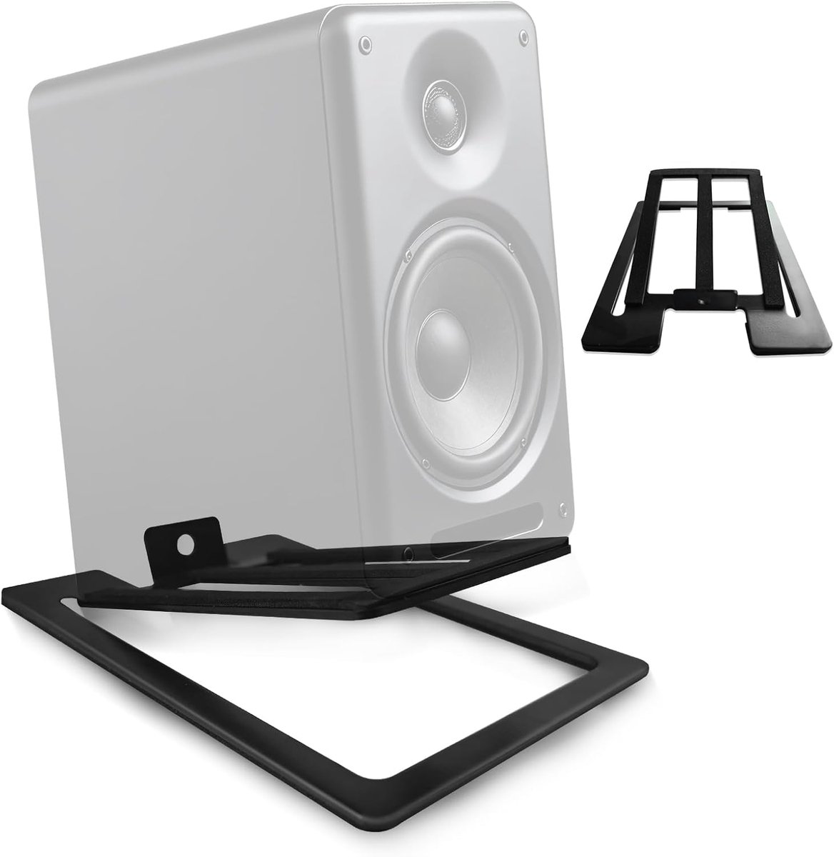 SnelShoppen - Speaker Stand Desktop Set van 2 - Zwarte Stabiele Speakerstandaard voor Kantoor en Gaming, Geluiddempende Basis tot 5 kg, Geschikt voor