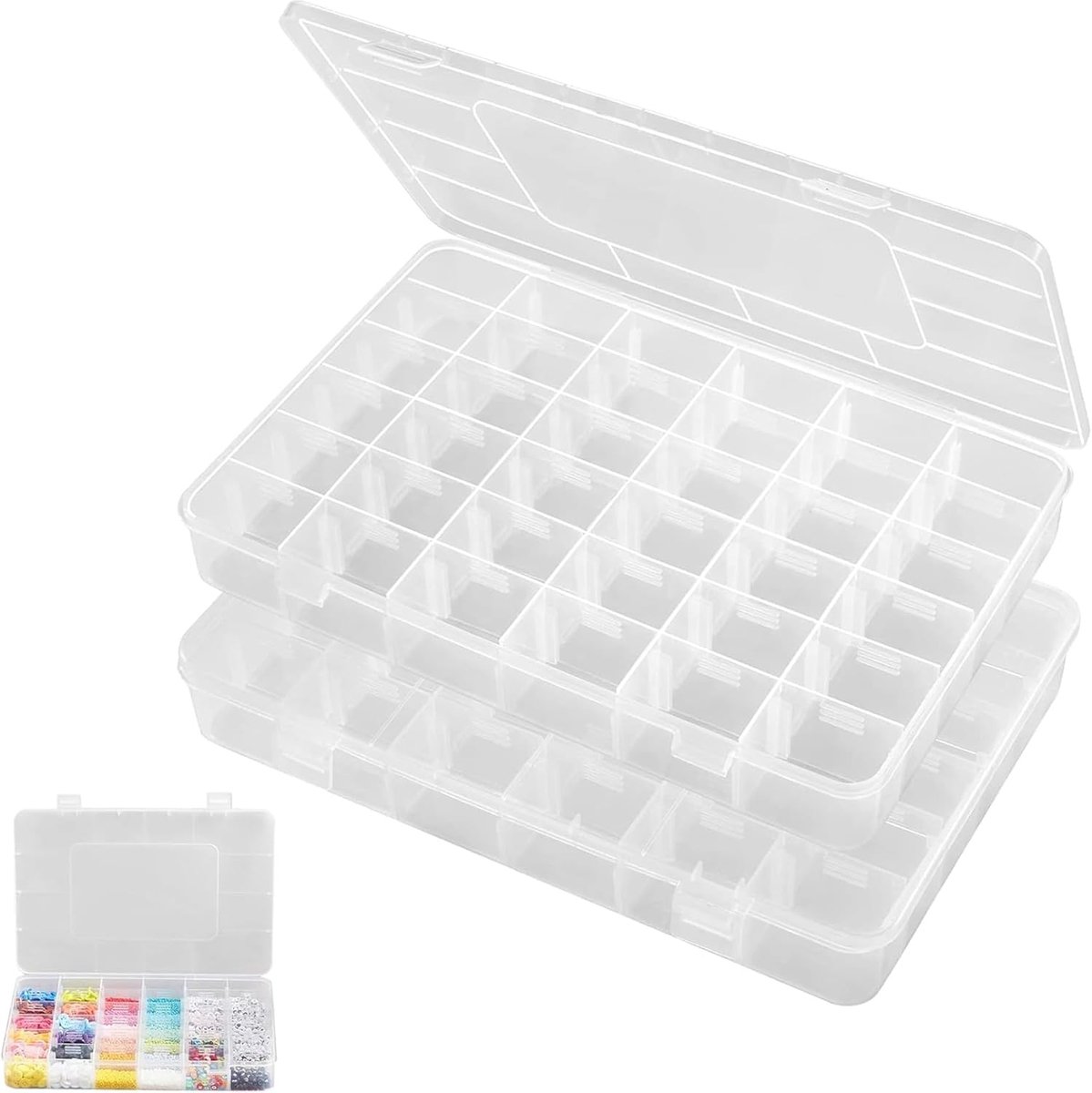 SnelShoppen - Sorting Box Organizer Box met 36 Compartimenten, Ideaal voor Kleine Items, Kralen, Sieraden, Schroeven, Variabele Indeling, En Handige O