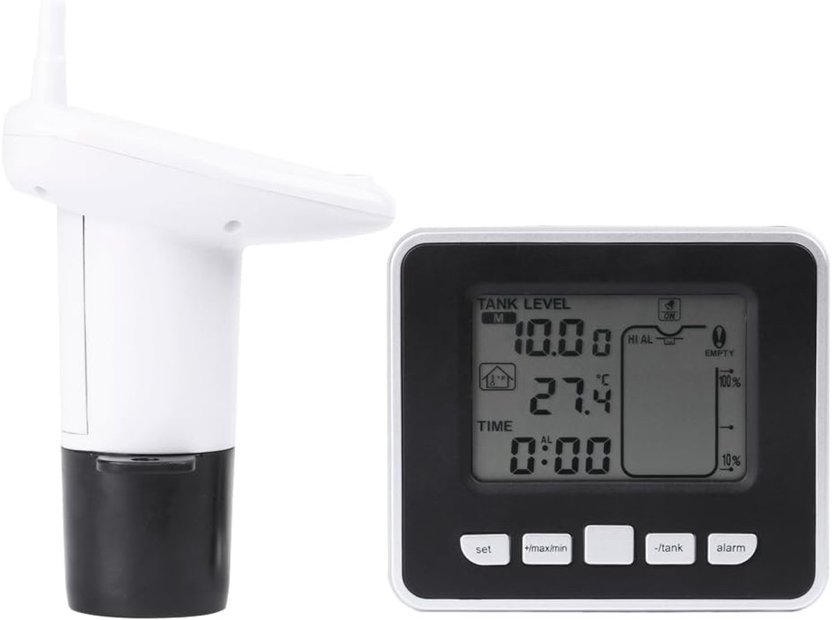 Liquid Level Sensor - Ultrasoon Water Tank Niveau Meter - Temperatuurweergave - Geschikt voor tanks tot 100 m - ShopVlot