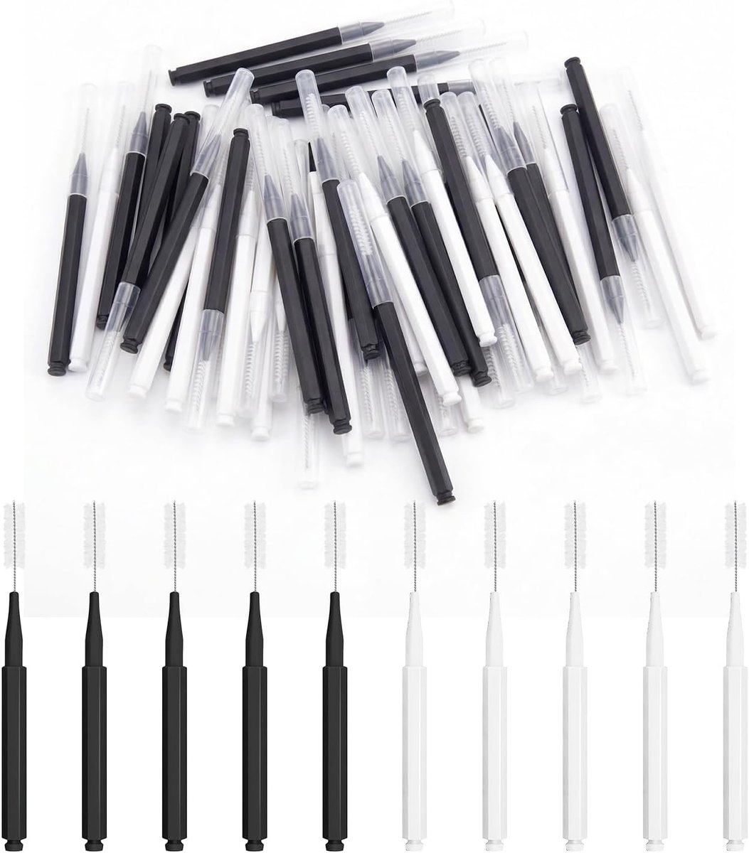 SnelShoppen - 100 Micro Eyebrow Brushes en Wimperkrullers met Kap | Mini Eyelash Brush voor Wimperextensions, Zwart en Wit, Ideaal voor Make-up en Sch