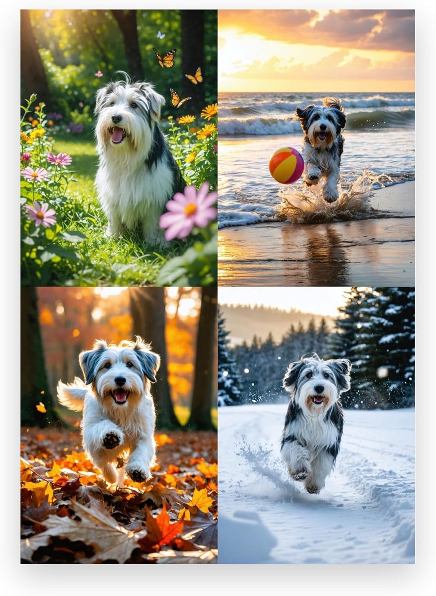 SnelShoppen - Kalender Bearded Collie 2027 A4 Formaat - Wand- en Bureau Kalender met Hond Afbeeldingen - Standaarduitvoering, Nederlands