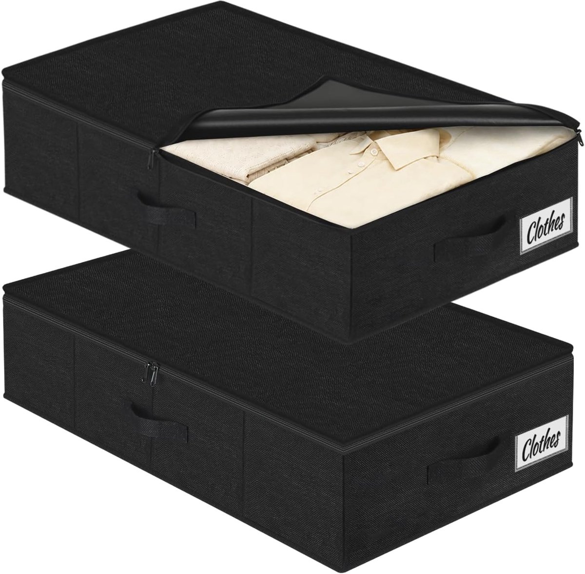SnelShoppen - 2-Pack Opbergboxen Onder Bed met Deksel, Duurzame Opbergzakken, Opvouwbaar en Wasbaar, 3 Handgrepen, Grote Capaciteit voor Kleding en De