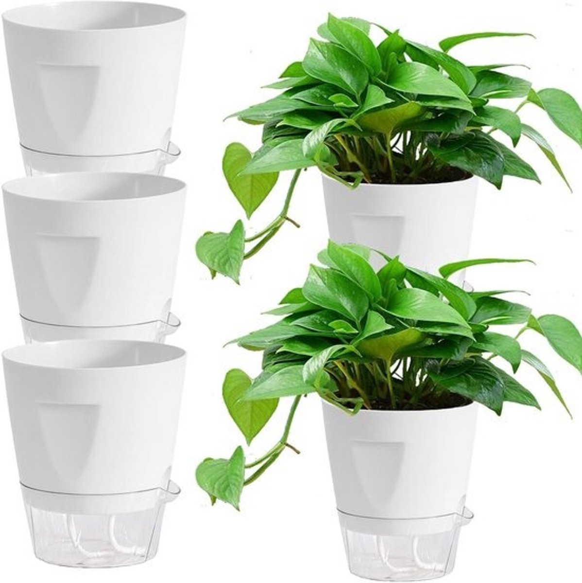 Zelfbewaterende potten - Kweekbakken voor planten - Planten verzorgen - Waterniveau-indicator - 5 stuks - Meerkleurig