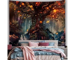 Ruibo Fantasy Magic Forest Carpet/Nature Tree of Life Carpet, Waterfalls Under Tree Wall Decoration Carpet/Brown - ShopVlot