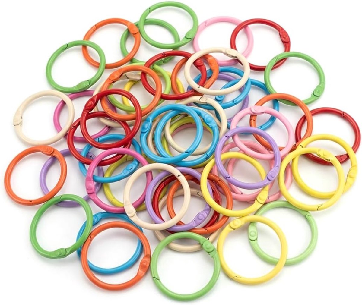 50 Pieces Loose Sheet Book Rings Keyrings for Scrapbooking Album Notes Photo Album Office Crafts (30mm) (Multi-Colour) - ShopVlot