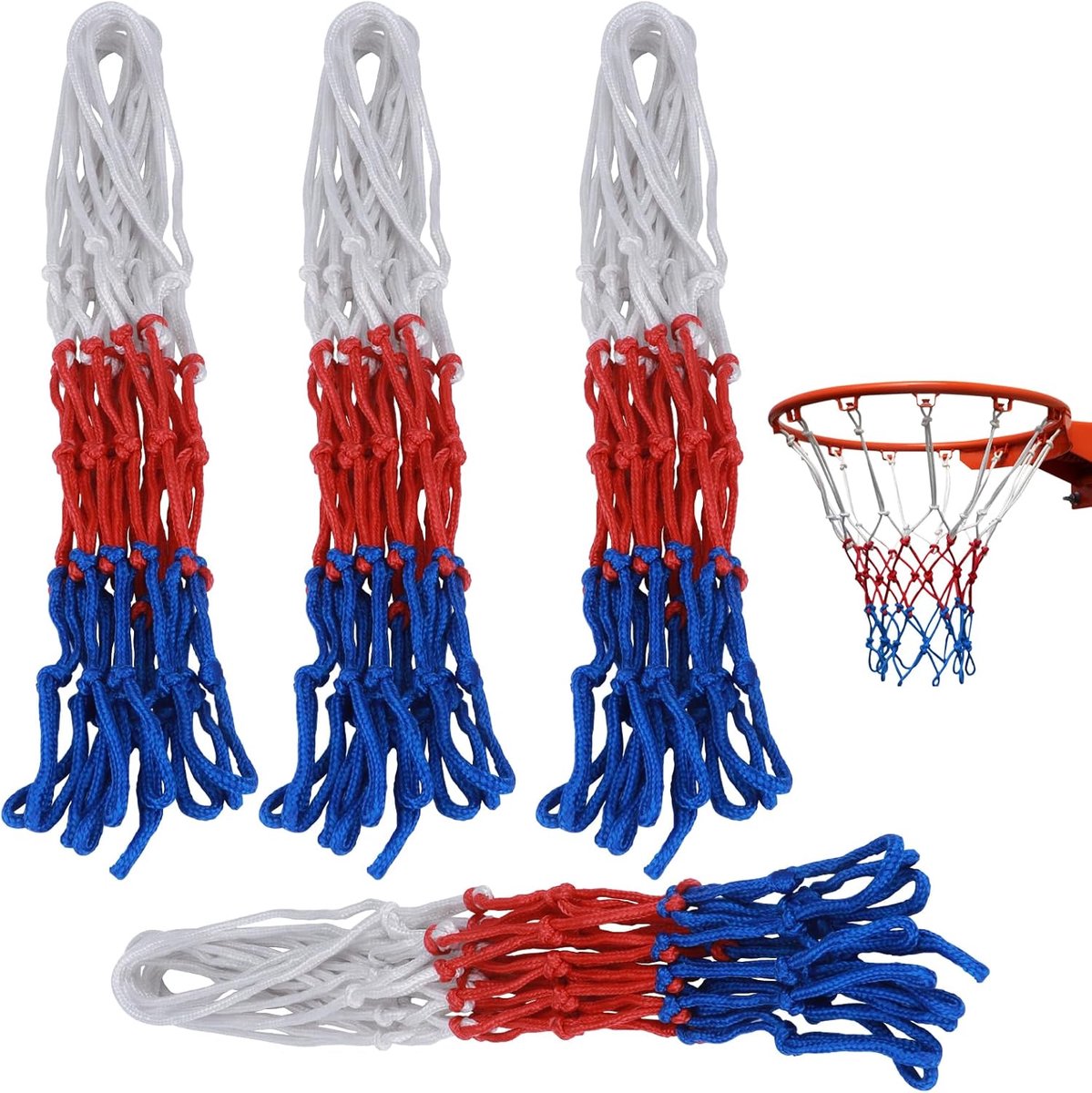 Basketbalnet set van 4 - Weerbestendig - Geschikt voor binnen en buiten - Eenvoudig te installeren - ShopVlot