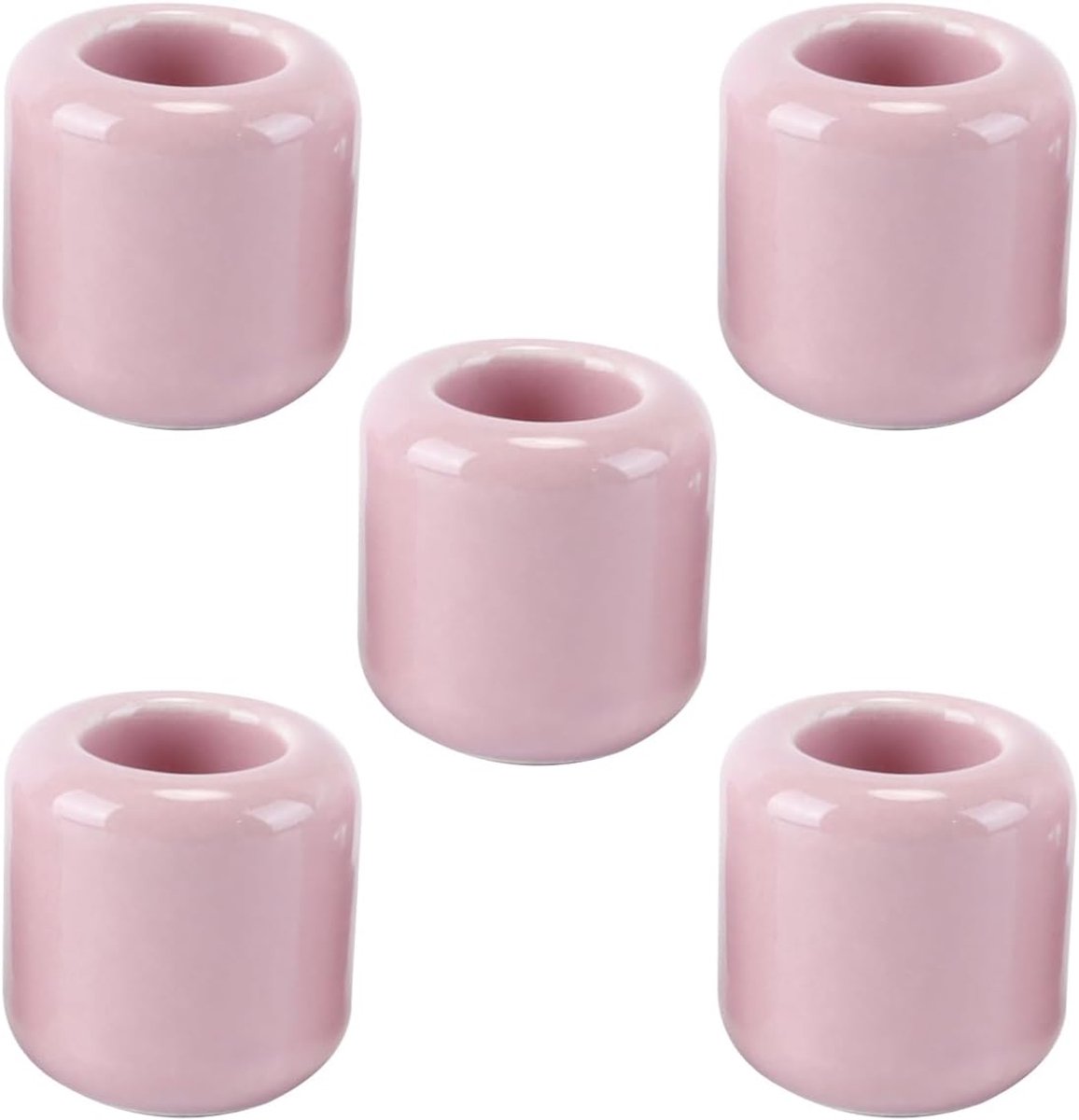 5 stuks roze mini keramische klokkenspel kaarsenhouders voor rituelen, spreuken, wicca-accessoires, altaardecoratie, reisvriendelijke kleine kaarsenhouders voor thuis