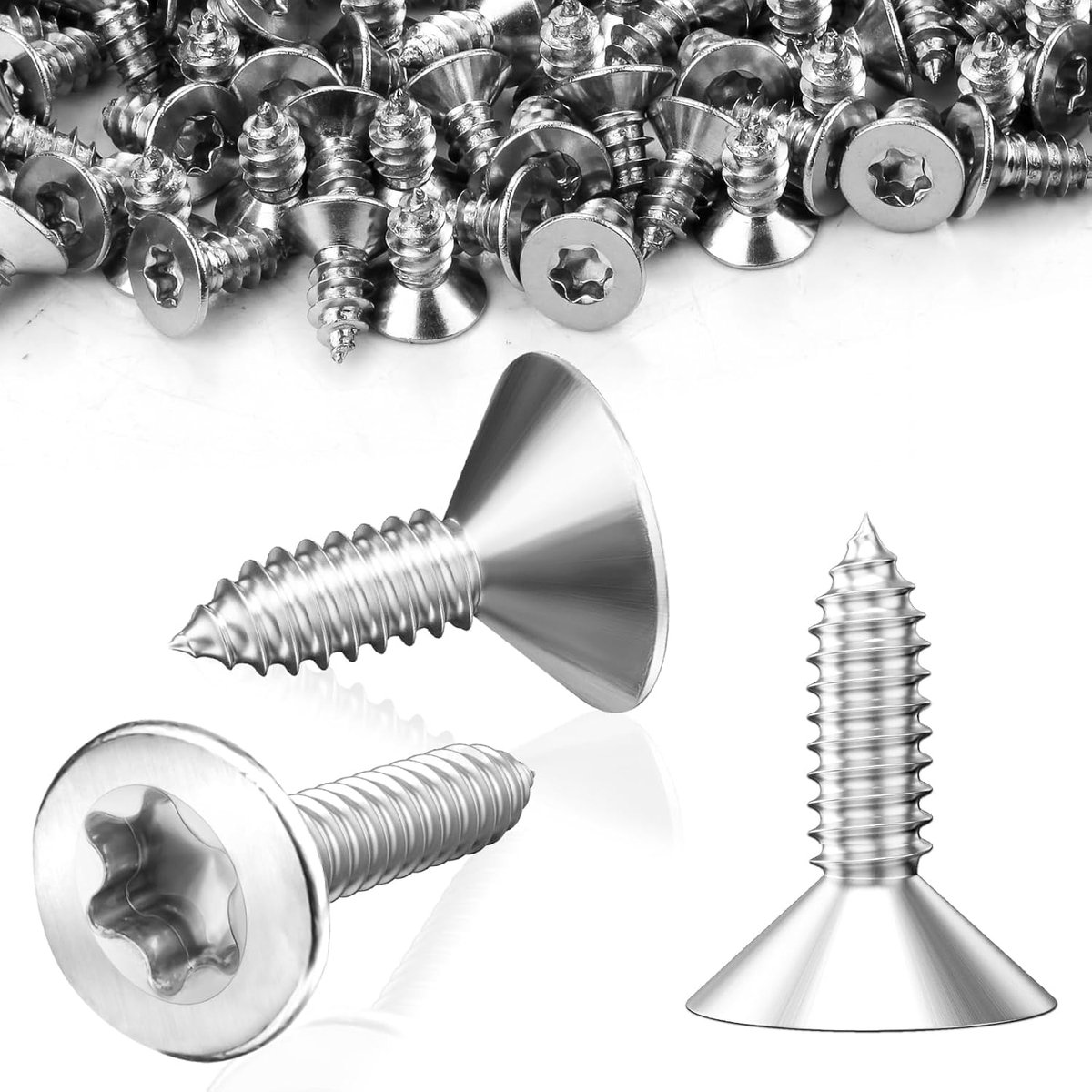 Houtschroeven Torx schroeven 5x12mm, 120 stuks spaanplaatschroeven roestvrij staal V2A zelfborende houtschroeven/blechtschroeven met platte kop, volledige draad voor bevestigingselementen