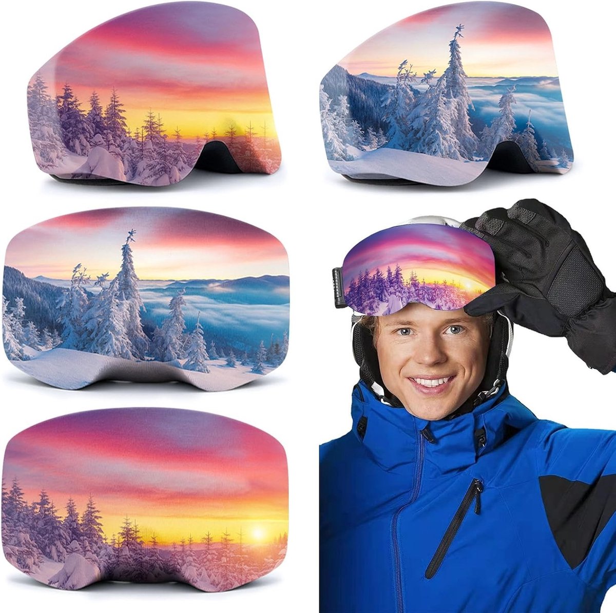 Skibril Beschermhoezen - Multicolor - Eenheidsmaat - Microvezel met Krasbescherming - Voor Skibrillen