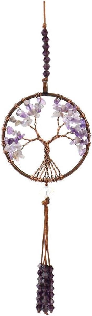 Hangende versiering voor achteruitkijkspiegel, 7 chakrastenen, helende kristallen stenen hanger, auto-interieur, reiki, veel geluk, meditatie, decoratie voor ramen (D)