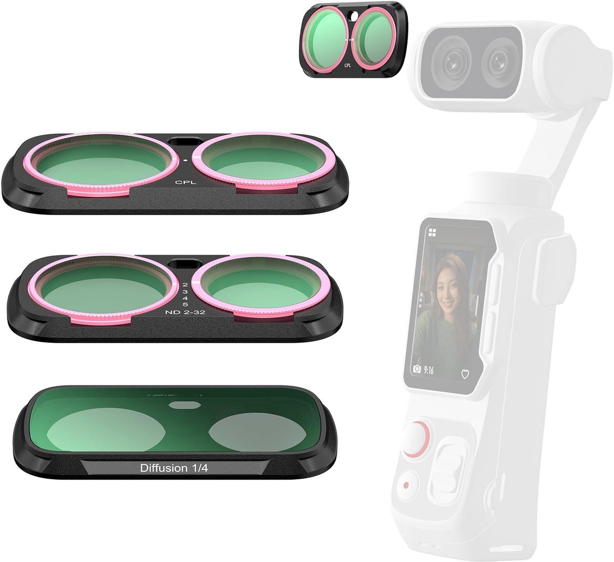 Filterset voor Insta360 Luna Ultra - CPL + 1/4 zwart diffusiefilter + VND2-32 - vermindert reflecties - ShopVlot