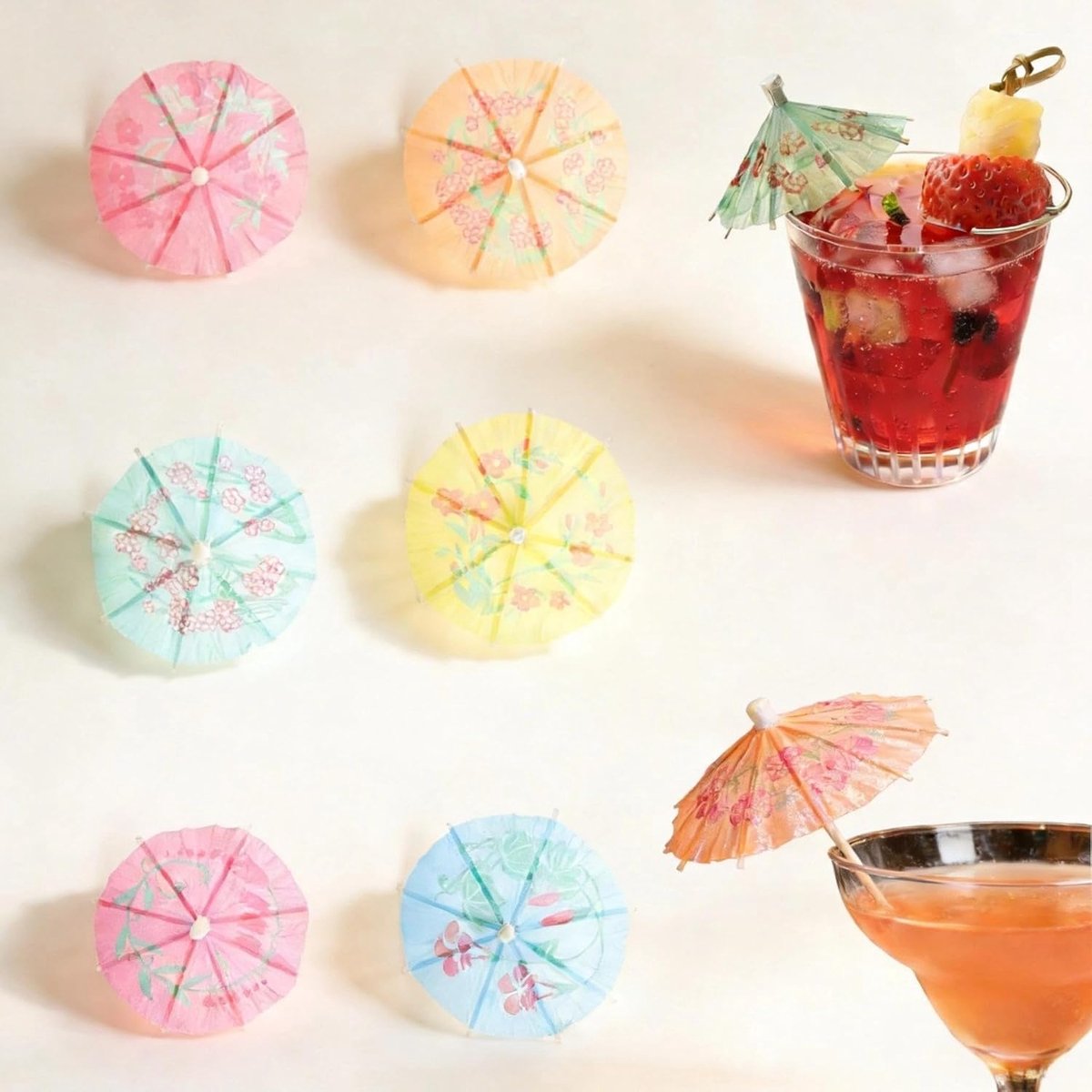 Cocktailaccessoires 100 stuks - Kleurige cocktailparaplu's 10 cm - Decoratie voor drankjes en desserts - ShopVlot