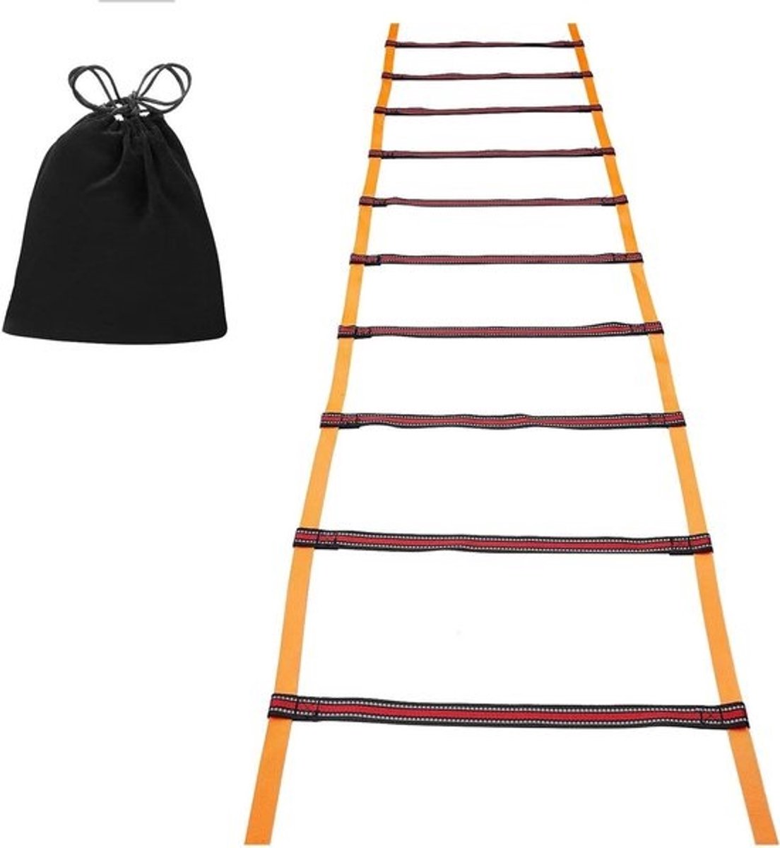 Snelheidsladder - Trainingsladder voor voetbal - Voor betere behendigheid - Met reflecterende componenten - 44 x 500 cm - Oranje