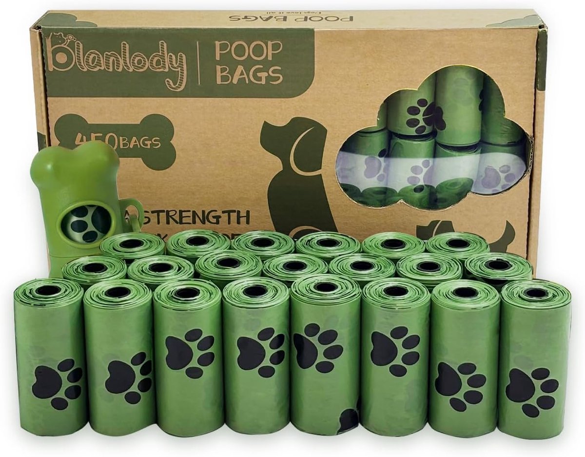 SnelShoppen - Biologisch Afbreekbare Hondenpoepzakken - 450 Stuks - Geurige Poepzakken - 28 Rollen - 30 x 22 cm - Hondenpoepdispenser