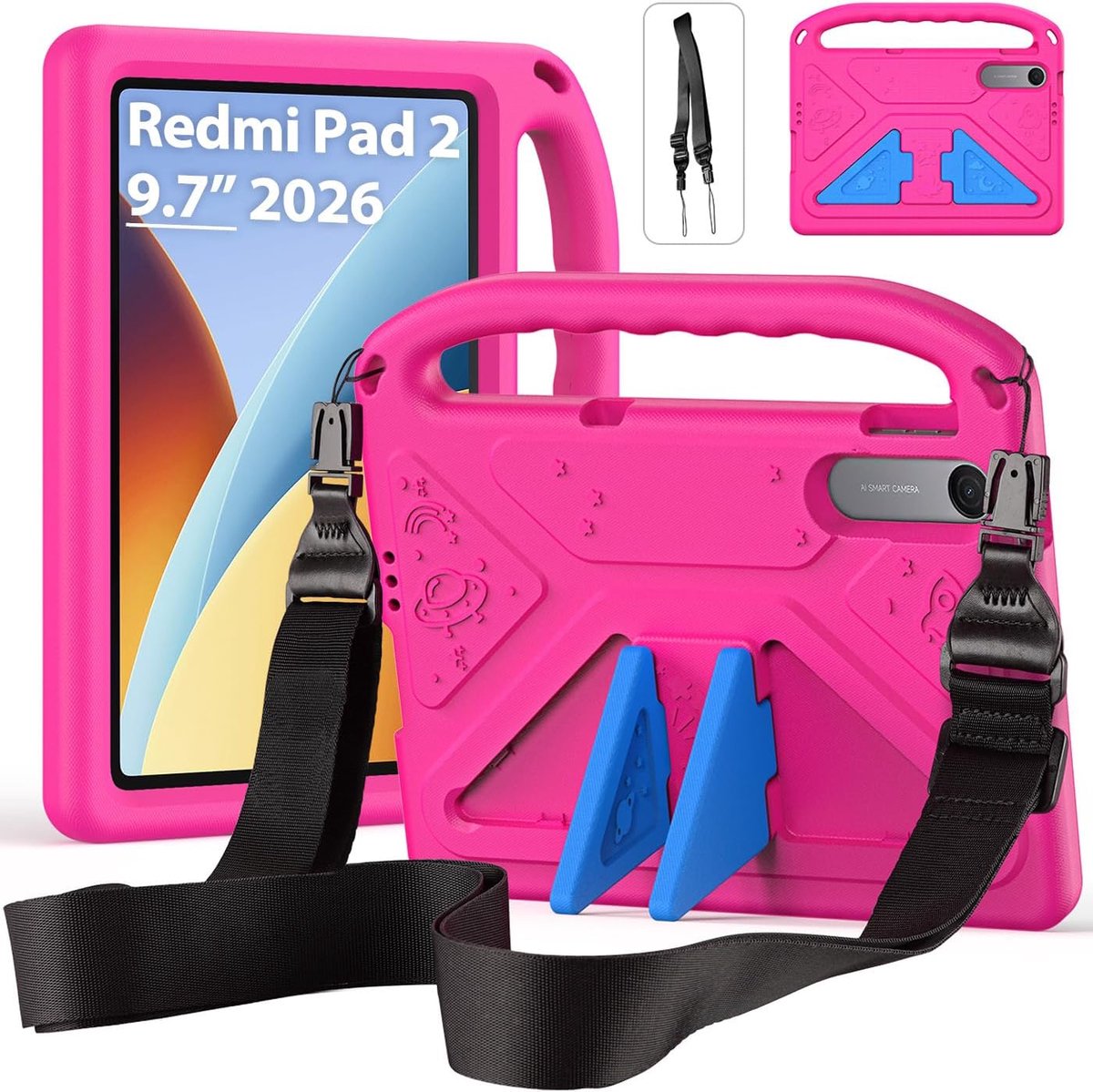 Beschermhoes voor kinderen voor Xiaomi Redmi Pad 2 9,7 inch 2026, magenta - ShopVlot