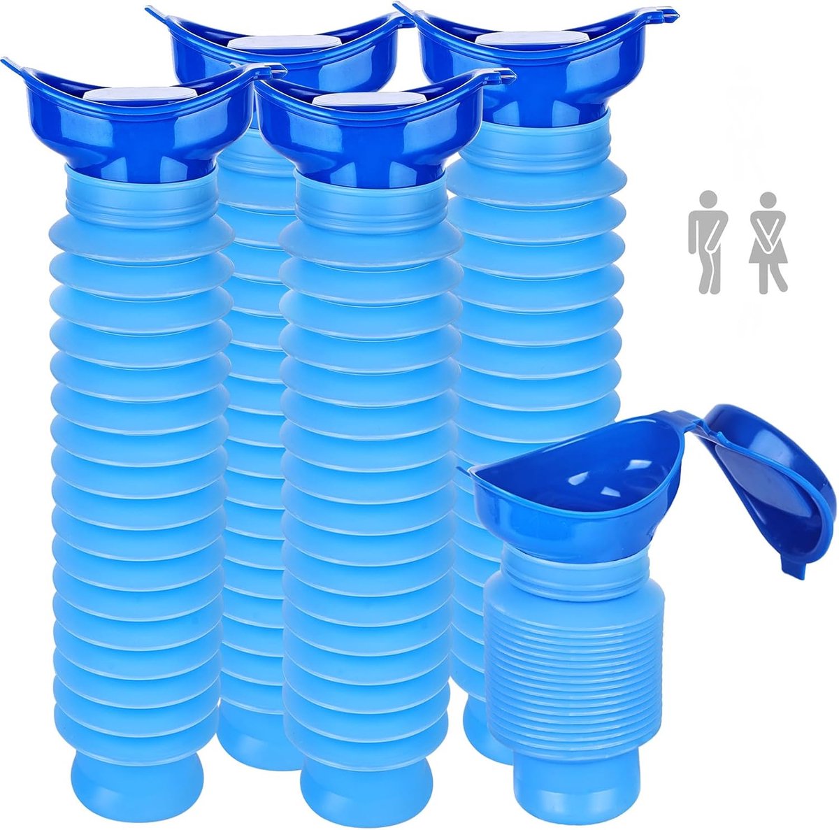 SnelShoppen - Pack van 5 Shrinkable Urinals, Mini Urinal 750 ml, Herbruikbare Nood Urinaal, Draagbare Toiletpot voor Kinderen en Volwassenen, Camping