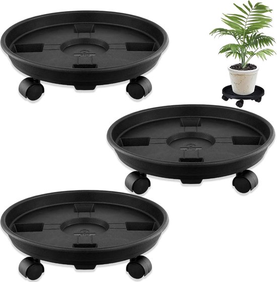 Ronde Plantroller 30 cm voor Bloempotten met Wielen - Ideaal voor Binnen en Buiten, Verplaatsbaar en Duurzaam met 12 Universele Wielen