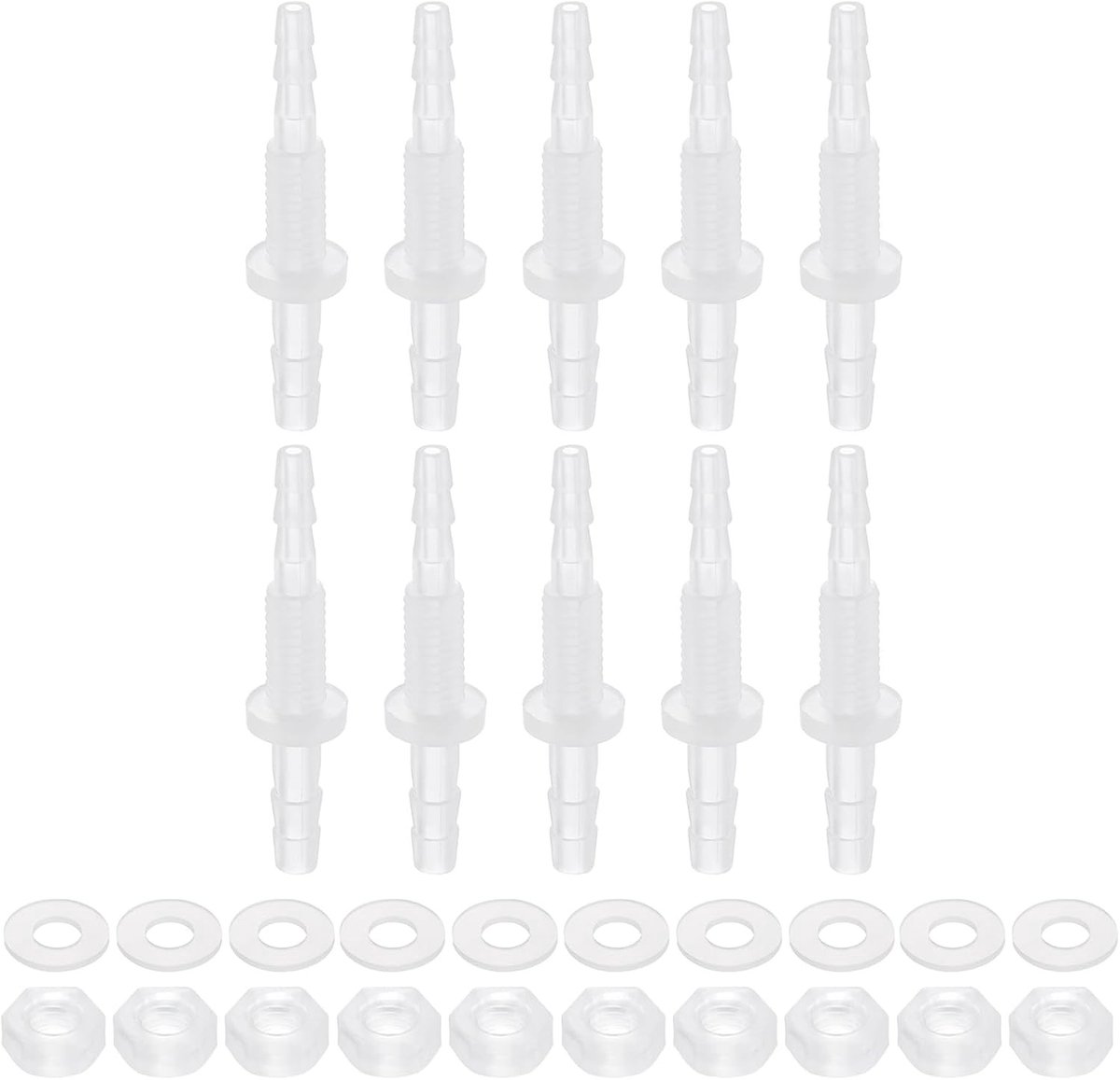 Pack van 10 Plastic Slangconnectoren, 1/8 Inch x 5/32 Inch, Wandadapter, Koppeling voor Aquarium, Lucht en Watergebruik