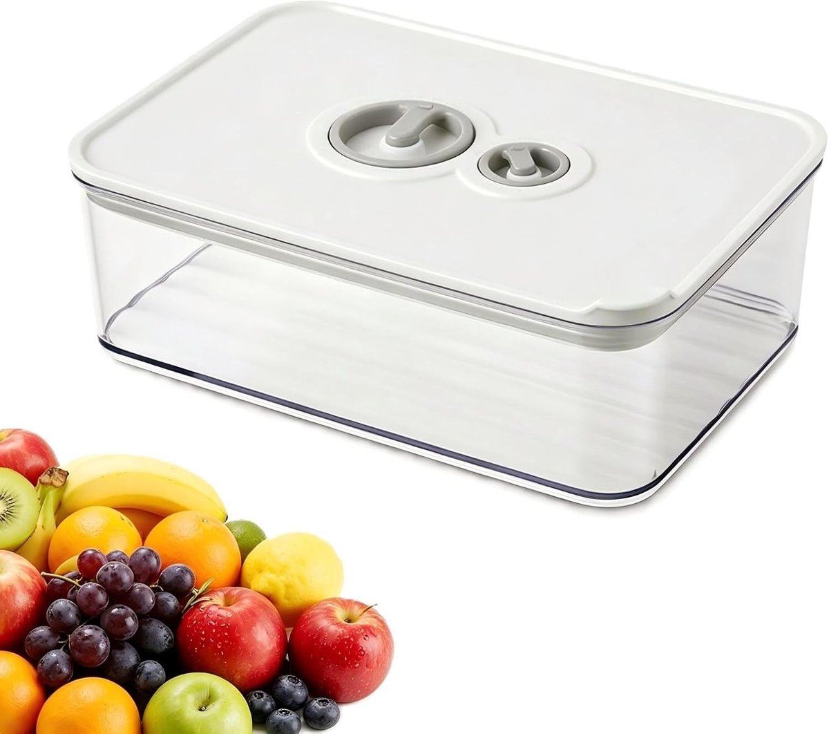 Witte voedselcontainer van 1250 ml voor het bewaren van voedsel, versheid en gemak