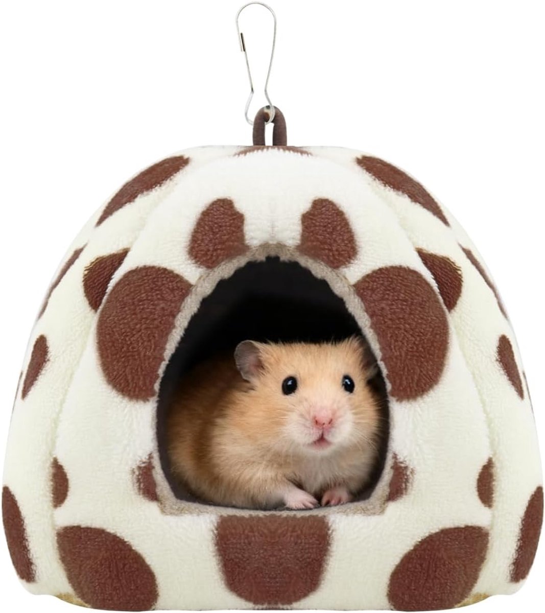 Warm en mooi hamsterhuis, zacht caviabed, afneembaar beddengoed, hamsterdierenbed, cavia's, eekhoorntjes, muizen, slee (beige + bruin)