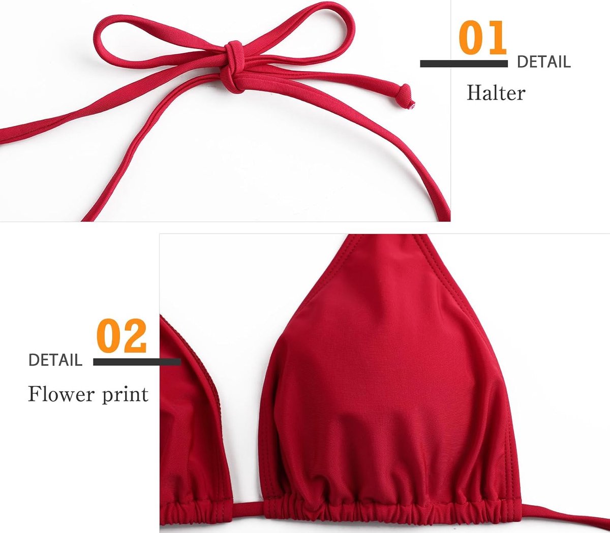 Bikiniset, driehoekige tanga, badpak, bloemenpatroon, V-hals, tweedelig